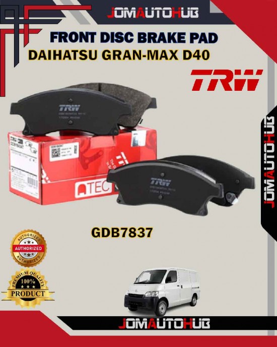 Showing image for Daihatsu Gran Max-Perodua Aruz 1.5cc-Toyota Rush F800-Front Disc Brake Pad-TRW-GDB7837AT Daihatsu Gran Max-Perodua Aruz 1.5cc-Toyota Rush F800-Front Disc Brake Pad-TRW-GDB7837AT Brake Pad image