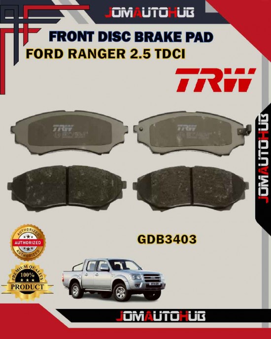 Showing image for Ford Ranger 2.5 TDC-Mazda B2500-B2900-BT50-Front Disc Brake Pad-TRW-GDB3403 Ford Ranger 2.5 TDC-Mazda B2500-B2900-BT50-Front Disc Brake Pad-TRW-GDB3403 image