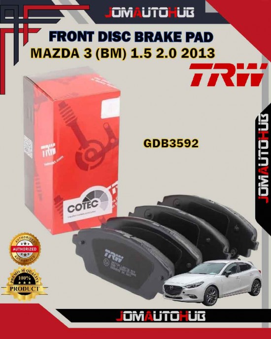 Showing image for Mazda 3 BM-Mazda CX-3-Front Disc Brake Pad-TRW-GDB3592 Mazda 3 BM-Mazda CX-3-Front Disc Brake Pad-TRW-GDB3592 Brake Pad image
