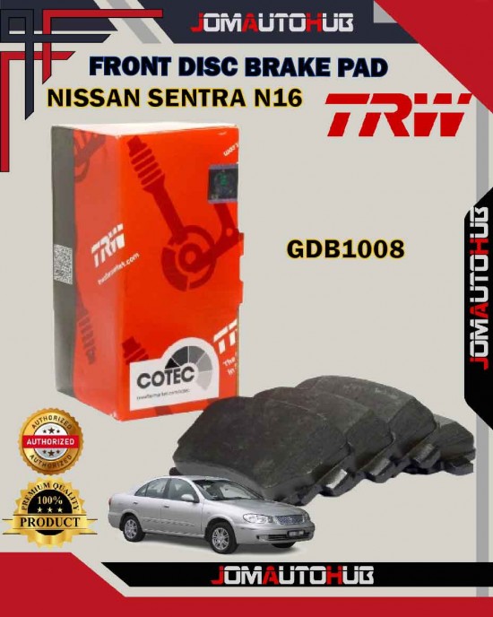 Showing image for Nissan Sentra N16 1.8cc-Serena C23-Bluebird U12-Front Disc Brake Pad-TRW-GDB1008AT Nissan Sentra N16 1.8cc-Serena C23-Bluebird U12-Front Disc Brake Pad-TRW-GDB1008AT Brake Pad image