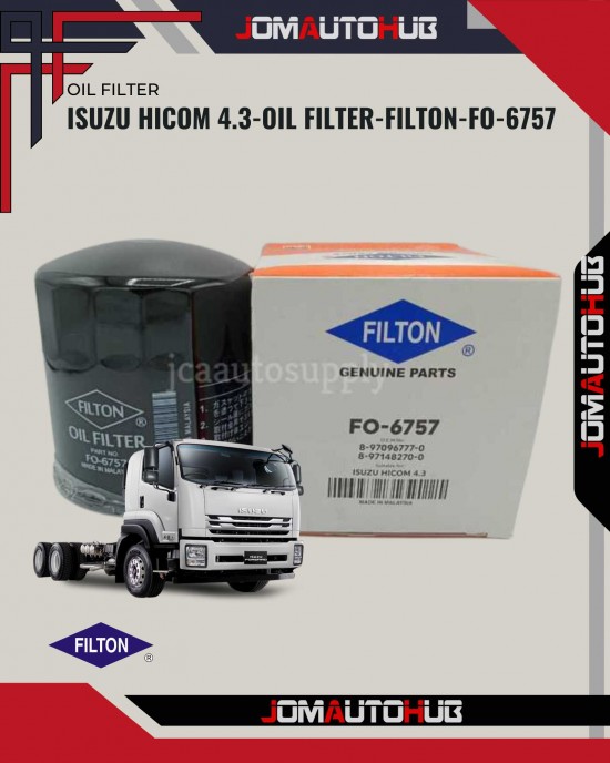 Isuzu Hicom 4.3-Oil Filter-FILTON-FO-6757-0986AF1006(8-97096777-0)(8-97148270-0) Oil Filters image