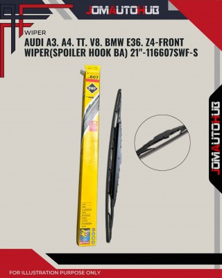 Front Wiper (Spoiler Hook BA)-Audi A3. A4. TT. BMW E36. Z4-21inch-116607S/SWF-S