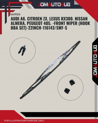Front Wiper (Hook BA)-Audi A6. Citroen ZX. Lexus RX300. Nissan Almera. Peugeot 405-22 Inch-116143SWF-S