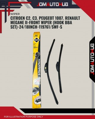 Front Wiper (Hook BBA Set)-Citroen C2. C3. Peugeot 1007. Renault Megane II-24/18 Inch-119761/SWF-S