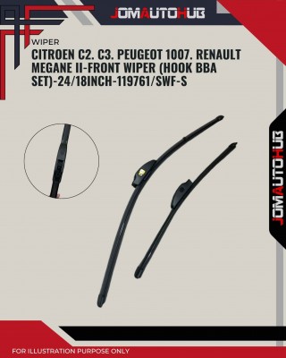 Front Wiper (Hook BBA Set)-Citroen C2. C3. Peugeot 1007. Renault Megane II-24/18 Inch-119761/SWF-S