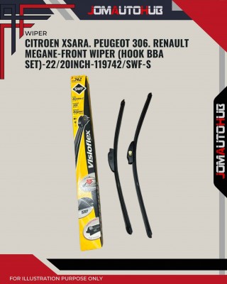 Front Wiper (Hook BBA Set)-Citroen XSara. Peugeot 306. Renault Megane-22/20 Inch-119742/SWF-S