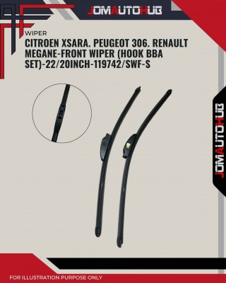 Front Wiper (Hook BBA Set)-Citroen XSara. Peugeot 306. Renault Megane-22/20 Inch-119742/SWF-S