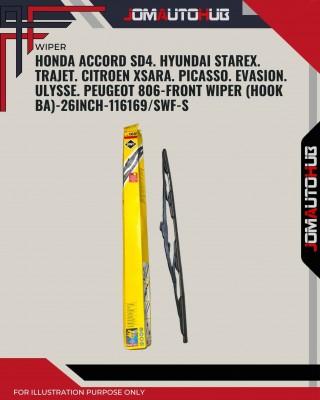 Front Wiper (Hook BA)-Honda Accord SD4. Hyundai Starex. Trajet. Citroen XSara. Picasso. Evasion. Fiat Ulysse. Peugeot 806-26 Inch-116169SWF-S