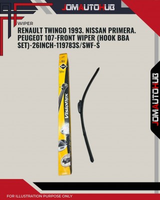 Front Wiper (Hook BBA Set)-Renault Twingo 1993. Nissan Primera. Peugeot 107-26 Inch-11973S2/SWF-S