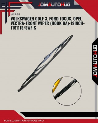 Front Wiper (Hook BA)-Volkswagen Golf 3. Ford Focus. Opel Vectra-19 Inch-116111SWF-S