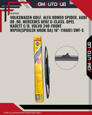 Front Wiper (Spoiler Hook BA)-Volkswagen Golf. Alfa Romeo Spider. Audi 80. 90. Mercedes Benz G-class. Opel Kadett C/D. Volvo 240-16inch-116601/SWF-S