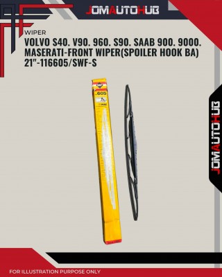 Front Wiper (Spoiler Hook BA)-Volvo S40. V90. 960. S90. SAAB 900. 9000. Maserati-21inch-117605/SWF-S