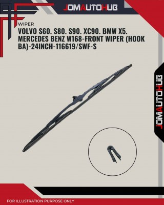 Front Wiper (Hook BA)-Volvo S60. S80. S90. XC90. BMW X5. Mercedes Benz W168-24 Inch-116619SWF-S