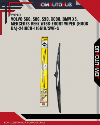 Front Wiper (Hook BA)-Volvo S60. S80. S90. XC90. BMW X5. Mercedes Benz W168-24 Inch-116619SWF-S