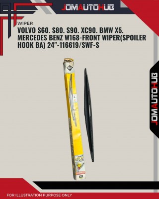 Front Wiper (Spoiler Hook BA)-Volvo S60. S80. S90. XC90. BMW X5. Mercedes Benz W168-24inch-116619/SWF-S