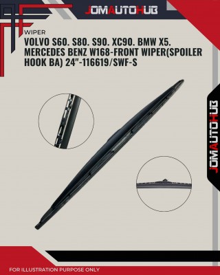 Front Wiper (Spoiler Hook BA)-Volvo S60. S80. S90. XC90. BMW X5. Mercedes Benz W168-24inch-116619/SWF-S