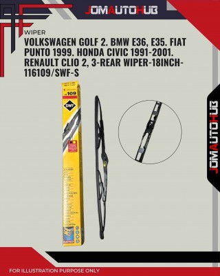 Rear Wiper-Volkswagen Golf 2. BMW E36, E35. Fiat Punto. Honda Civic. Renault Clio 2&3-18inch-116109/SWF-S