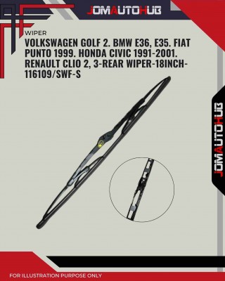 Rear Wiper-Volkswagen Golf 2. BMW E36, E35. Fiat Punto. Honda Civic. Renault Clio 2&3-18inch-116109/SWF-S